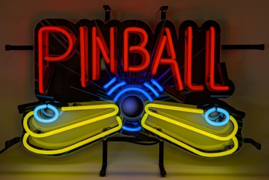 Pinball 4-Color Neon Sign with Backing 20in x 13.5in