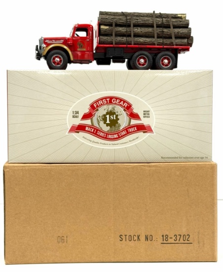 RARE 1st Gear 1:34 Indiana Wood Products Middlebury, IN Mack L Series Logging Stake Truck in Box #61