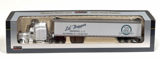 SpecCast 1:64 Lil ' Digger Transport, LLC. Millersburg, IN Peterbilt 379 Tractor and Trailer