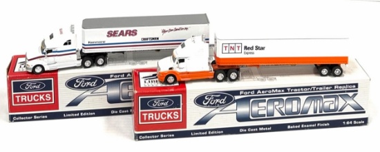 1:64 Liberty Classics TNT Red Star Express & SEARS Ford AeroMax Tractor/Trailers with Boxes