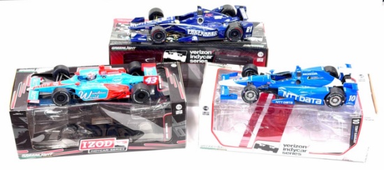 (3) 1:18 Autographed Richard Petty & John Andretti, Tony Kanaan, And Josef Newgarden Greenlight Indy