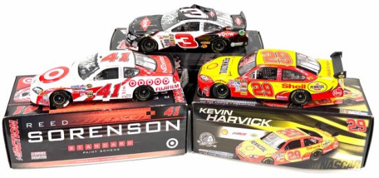 (3) 1:24 Autographed Kevin Harvick #29, Reed Sorenson #41, & Austin Dillon #3 Diecast Collectibles I