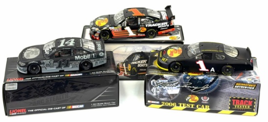 (3) 1:24 Bass Pro Shops Autographed Martin Truex Jr. And Tony Stewart Diecast Collectables In Boxes
