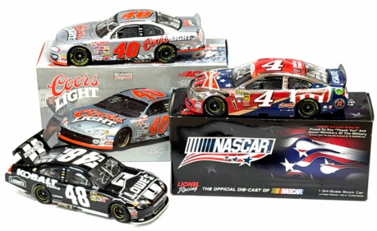 (4) 1:24 Autographed Sterling Marlin, Kevin Harvick, & Jimmie Johnson Die-Cast Collectables