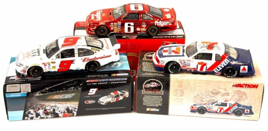(3) 1:24 Autographed Kyle Petty, Mark Martin, & Kasey Kahne Die-Cast Collectables