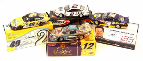 (4) 1:24 Autographed Ryan Newman, Matin Truex Jr, Brad Keselowski, & Ken Schrader Diecast Collectabl