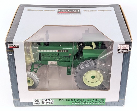 1/16 SpecCast Oliver 1850 Gas Tractor with Weights and Fender Radio