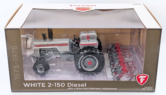 1/16 SpecCast White 2-150 Diesel Tractor with 4-Row Cultivator