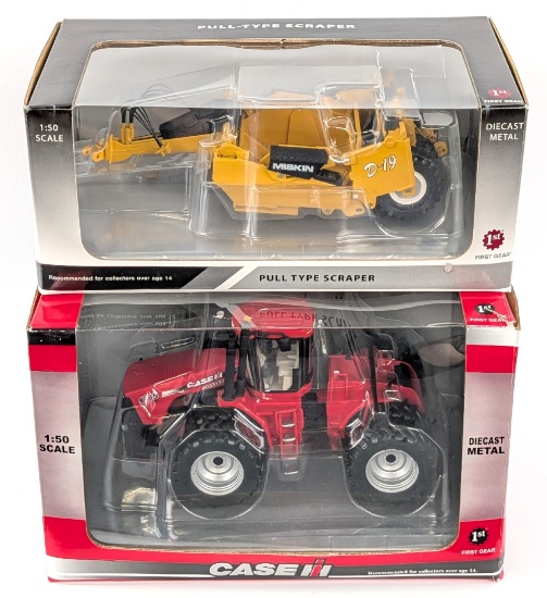 1/50 First Gear Case IH Steiger 485HD Tractor with Miskin D-19 Scraper
