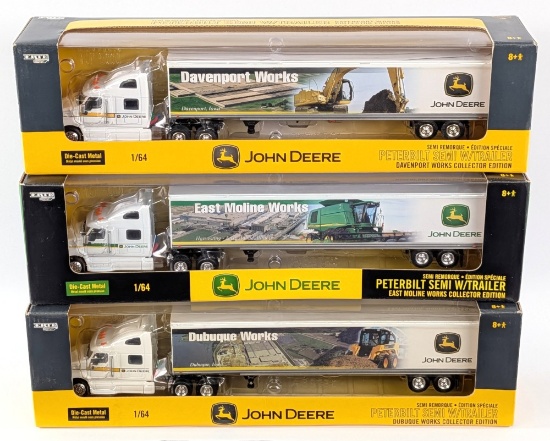 1/64 Ertl John Deere East Moline, Dubuque, and Davenport Works Semi Trucks