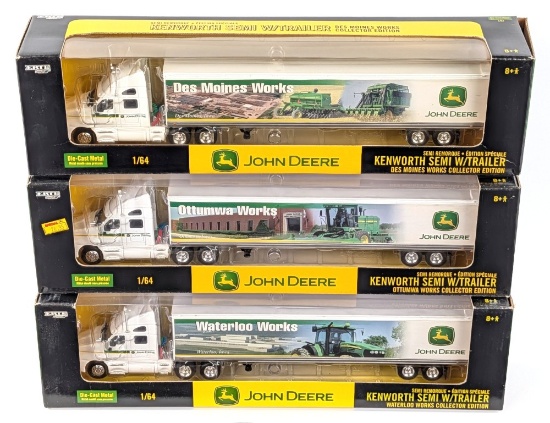1/64 Ertl John Deere Des Moines, Ottumwa, and Waterloo Works Semi Trucks