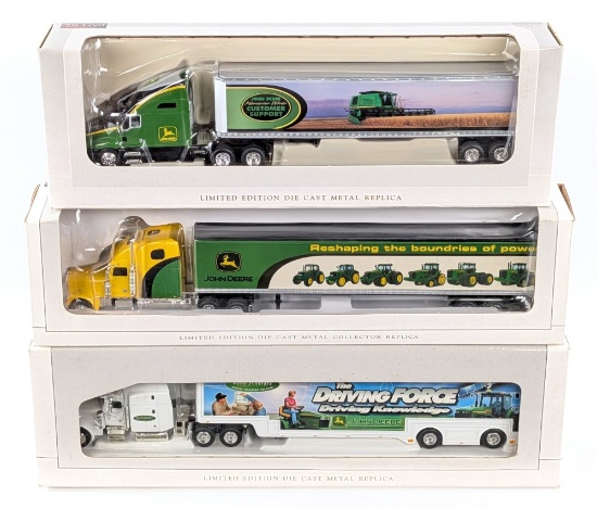 (3) 1/64 SpecCast John Deere Semi Trucks & Trailers