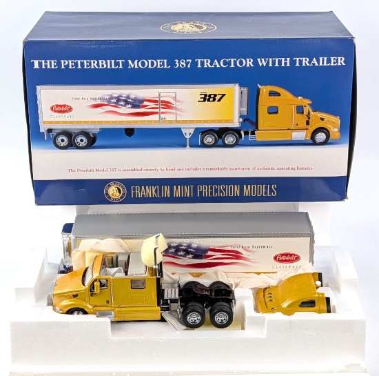 1/32 Franklin Mint Peterbilt Model 387 Semi Tractor with Trailer