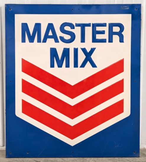 Vintage 4ft SST Master Mix Feeds Embossed Advertising Sign