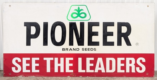 Large Vintage SST Pioneer Brand Seeds Embossed Advertising Sign