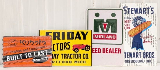 (4) Kubota, Friday Tractors, and Seed Dealer Signs