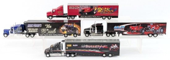 (4) 1/64 Scale Pulling Tractor Semi Trucks with Trailers