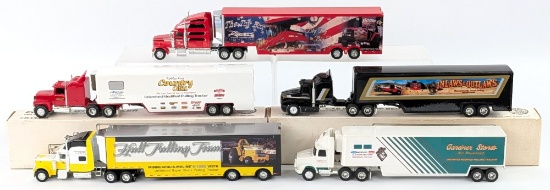 (5) 1/64 Scale Pulling Tractor Semi Trucks with Trailers