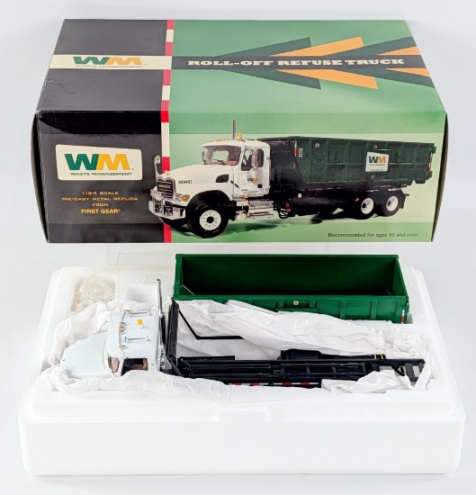 1/34 First Gear Mack Waste Management Roll-Off Refuse Truck
