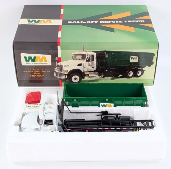 1/34 First Gear Waste Management Mack Roll-Off Refuse Truck