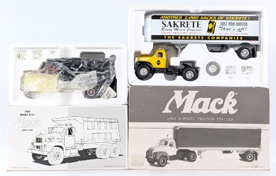 1/34 First Gear B-Mack Dump Truck and B-Mack Truck with Trailer