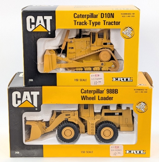 1/50 Ertl CAT D10N Bulldozer and CAT 988B Wheel Loader