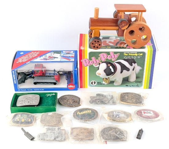 Tractor Belt Buckles, Siku Pistenbully / Snow Cat, and Roly Poly Friendly Calf