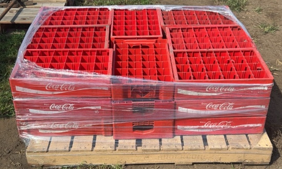 24 Red Plastic Coca-Cola Bottle Crates, 24 Bottle Capacity Each