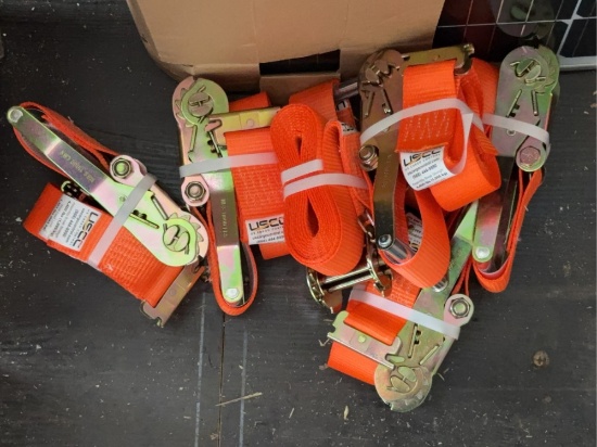 6 US Cargo Control High-Vis Orange E-Track Ratchet Tie-Downs