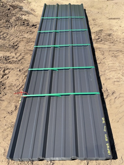 50 Sheets of New 12' Pole Barn Metal, Charcoal