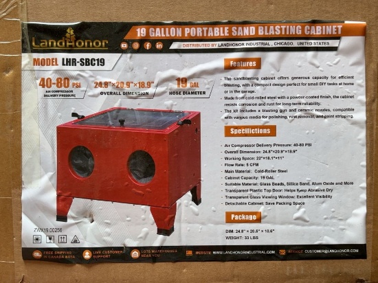 Land Honor 19 Gallon Portable Sand Blasting Cabinet LHR-SBC19