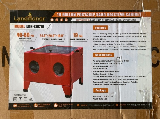 Land Honor 19 Gallon Portable Sand Blasting Cabinet LHR-SBC19