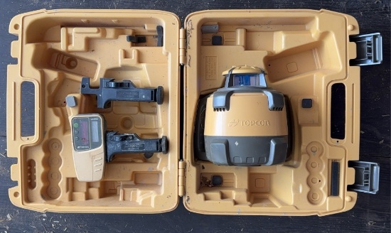 Topcon RL-H5A Yellow Rotating Laser W/ Carrying Case, Detector Bracket, & Laser Receiver