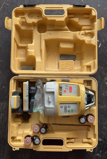 Topcon Yellow RL-VH4DR Self- Leveling Red Beam Rotating Laser With Case & More
