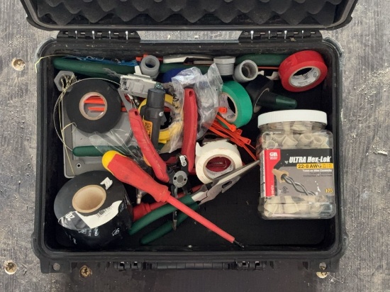 Guidesman Toolbox Including Hex-Lok Wire Connectors, PVC Tape, Pliers, & More