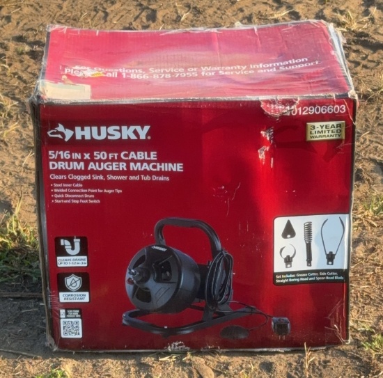 Husky 1012906603 5/16Ó X 50Õ Cable Drum Auger Machine