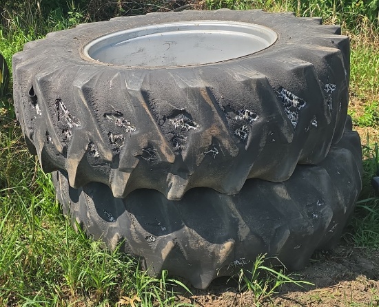 Two Firestone 20.8-38 On 18" Rim All Traction Field & Road Tires