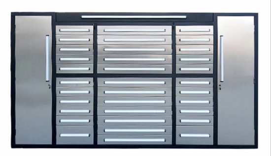 9' 34 Drawer 2 Cabinet Stainless Steel Workbench