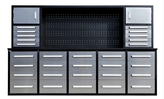 9.5' 30 Drawer 2 Cabinet Stainless Steel Workbench