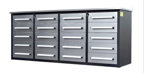 7' 20 Drawer Stainless Steel Workbench