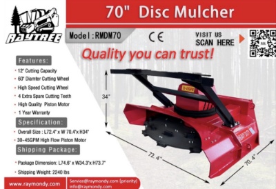 2026 RAYTREE 70" Hydraulic Disc Mulcher