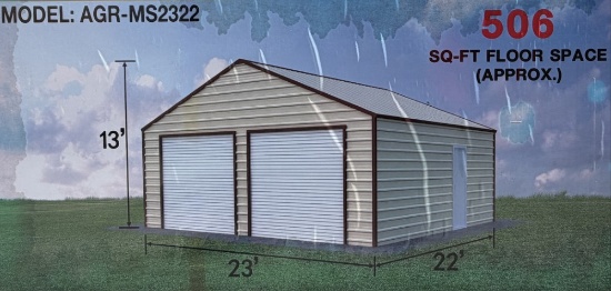 2026 RHINO 23' x 22' Double Garage Metal Shed