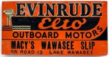 SST Macy's Wawasee Slip Evinrude Outboard Motor Embossed Sign