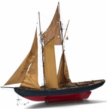 Antique Two-Masted Wooden Schooner Ship Model