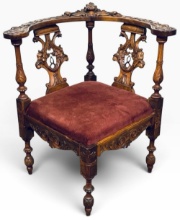 Antique Victorian Carved Walnut Italian Corner Chair