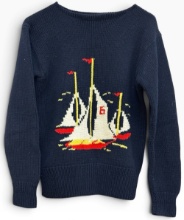 Vintage Ralph Lauren "Three Sailboats" Knit Sweater, Size L