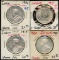 Lot of 4 India 91% Silver UNC Rupees, ASW 1.375