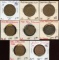 Lot of 8 New Zealand 2-1-1/2 Cent Bronze Coins