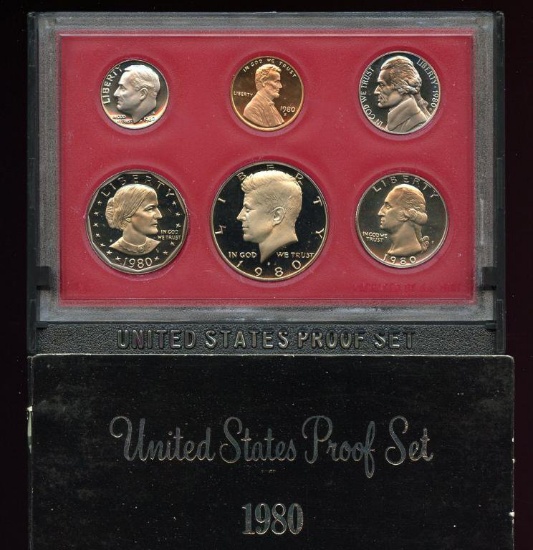 1980 US Mint 6 Coin Proof Set with box