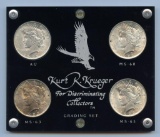 4 High Grade Peace Dollar Grading Set, Krueger